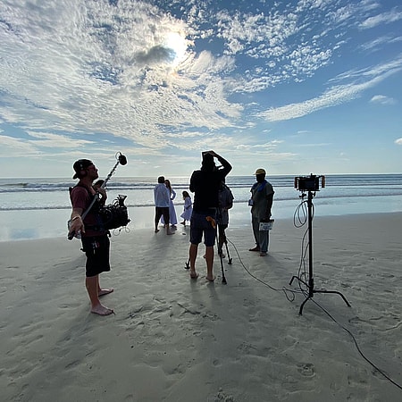Shooting Albert and Claude on the beach with Alina and Alex Willemin of Alix Filmworx