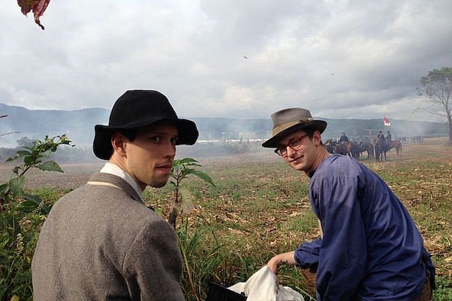 Director Zachary Treitz and DP Brett Jukiewicz on the reenacted battlefield of Perryville. Photograph by Brett Jutkiewicz