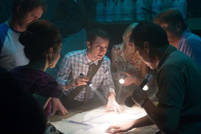 Elijah Wood (center) produced and stars in SpectreVision’s Cooties, which Lionsgate is releasing in theaters in September