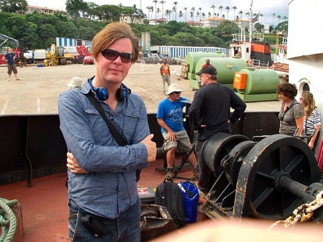 Director Rudolf Buitendach on location in Malabo harbor. Photograph by Ruben Monsuy
