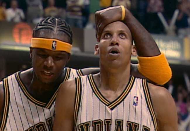 Jermaine O'Neal Reggie Miller Pacers Pistons