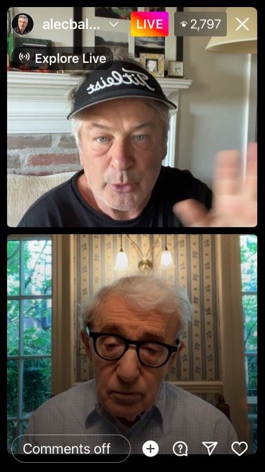Alec Baldwin and Woody Allen Don't Mention Scandals on Instagram Live