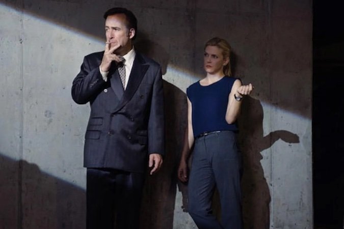 Bob Odenkirk as Saul Goodman and Rhea Seehorn as Kim Wexler on Better Calll Saul