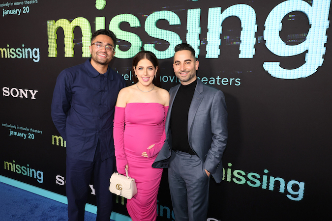 Writer-producer Aneesh Chaganty, producer Natalie Qasabian, and writer-producer Sev Ohanian attend the Premiere of Stage 6 Films and Screen Gems Missing at Alamo Drafthouse in downtown Los Angeles.