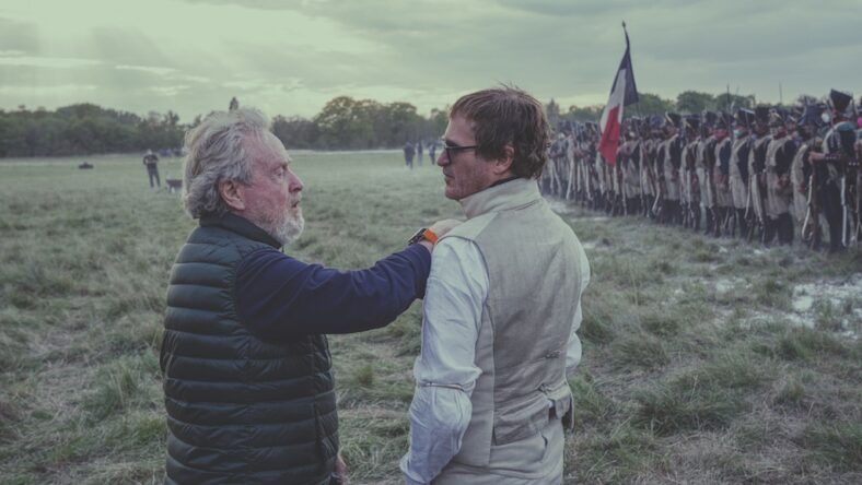 Ridley Scott on Napoleon set with Joaquin Phoenix