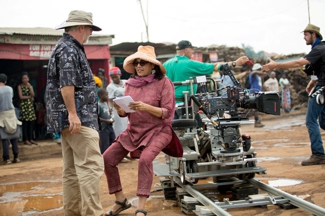 Mira Nair on the set of Queen of Katwe