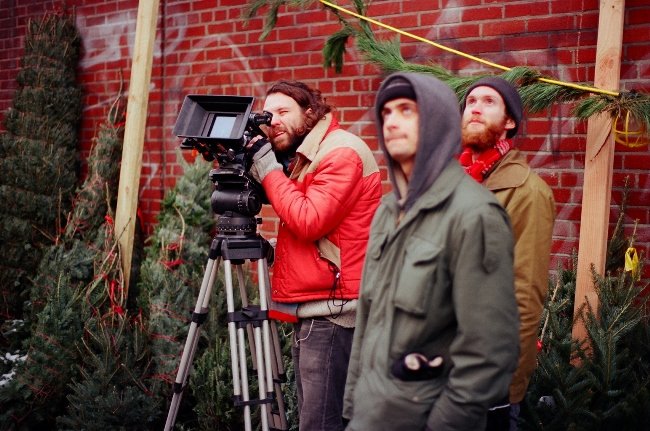 DP Sean Price Williams (left) on the set of Christmas, Again
